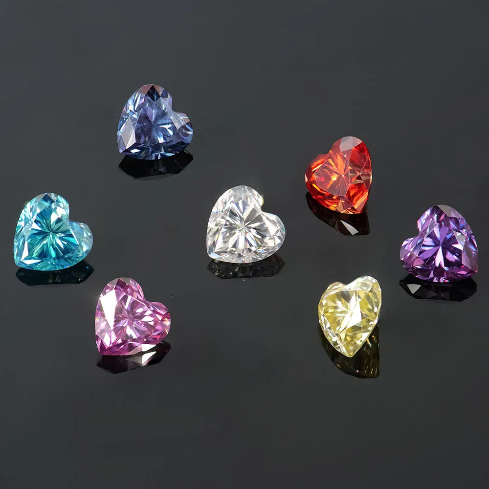 Lemon yellow heart-shaped moissanite stone for jewellery making in six size options