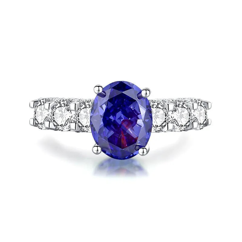 Heart-shaped high carbon zircon stone set in a sterling silver women's ring, shown in a Tan Sang colour.