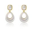 Gold-coloured drop-shaped imitation pearl earrings for women with 14K gold plating