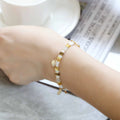 Women's imitation pearl bracelet with European and American glass coloured beads in six colour variants