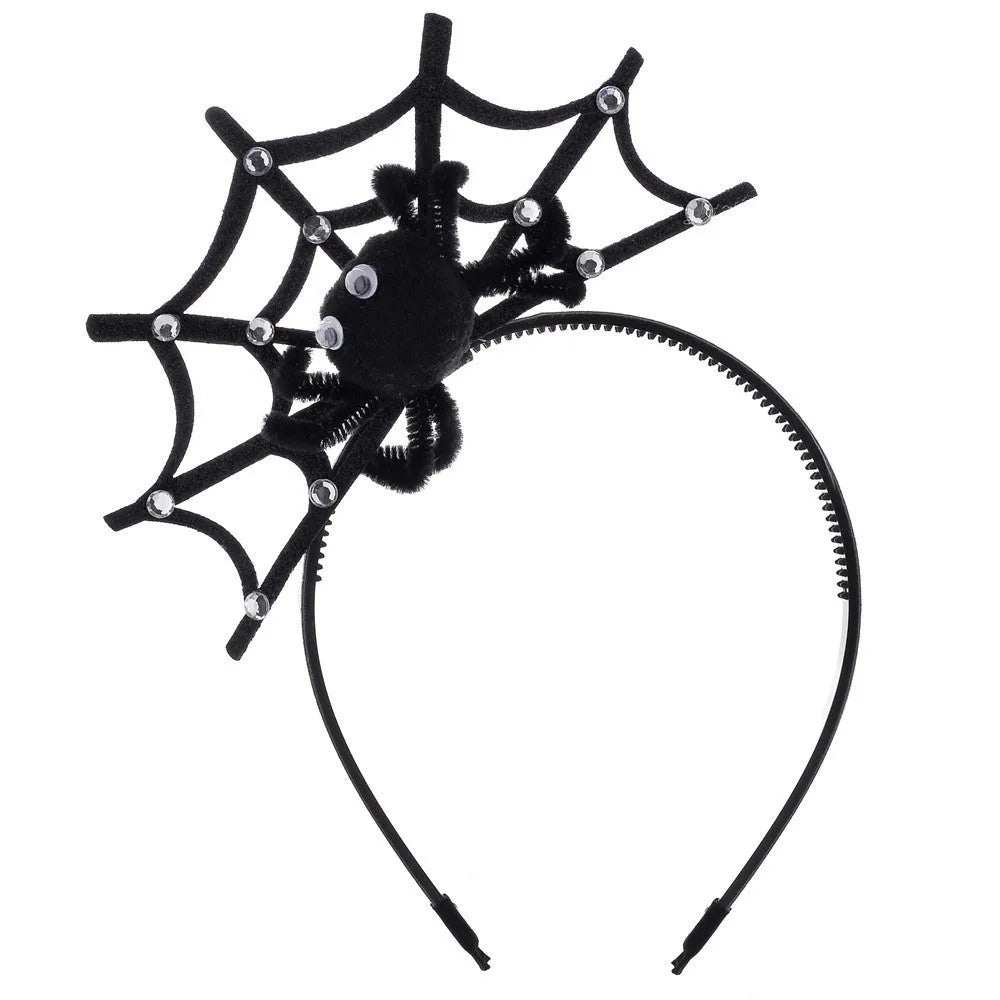 Lace spider web hair-hoop headband in dark style with pumpkin skull design for Halloween ghost festival