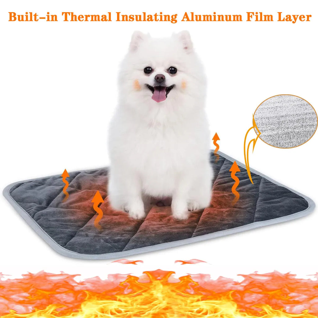 Grey multi-layer pet cushion showing soft cloth fabric and available in four different sizes