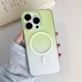 Gradient coloured frosted magnetic suction case for iPhone on a table