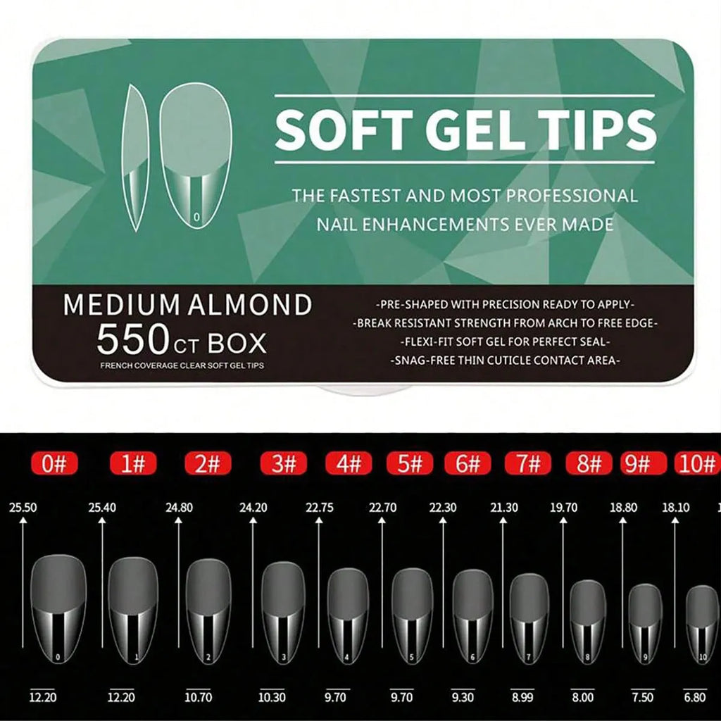 Porcelain white box of 550 ultra-thin seamless frosted nail tips for ladies manicure
