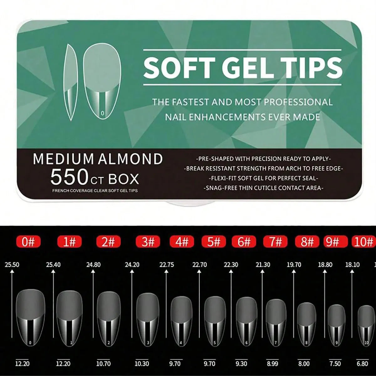 Porcelain white box of 550 ultra-thin seamless frosted nail tips for ladies manicure