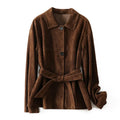 Women's caramel mocha retro cashmere coat with a Peter Pan collar and loose fit