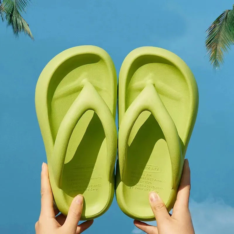 Solid colour thick-soled EVA flip-flops with decorative bow in available colours