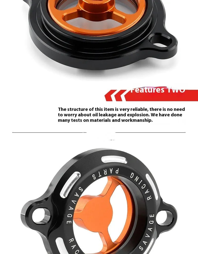 Clear aluminium oil filter cover for KTM Duke motorcycle engines