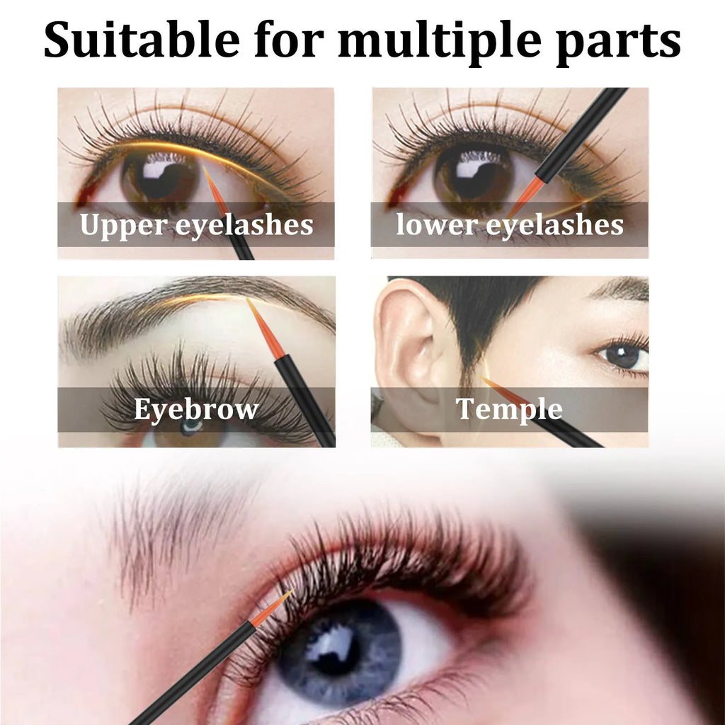 3ml bottle of curly black eyelash essence serum with a brush applicator for lash conditioning.