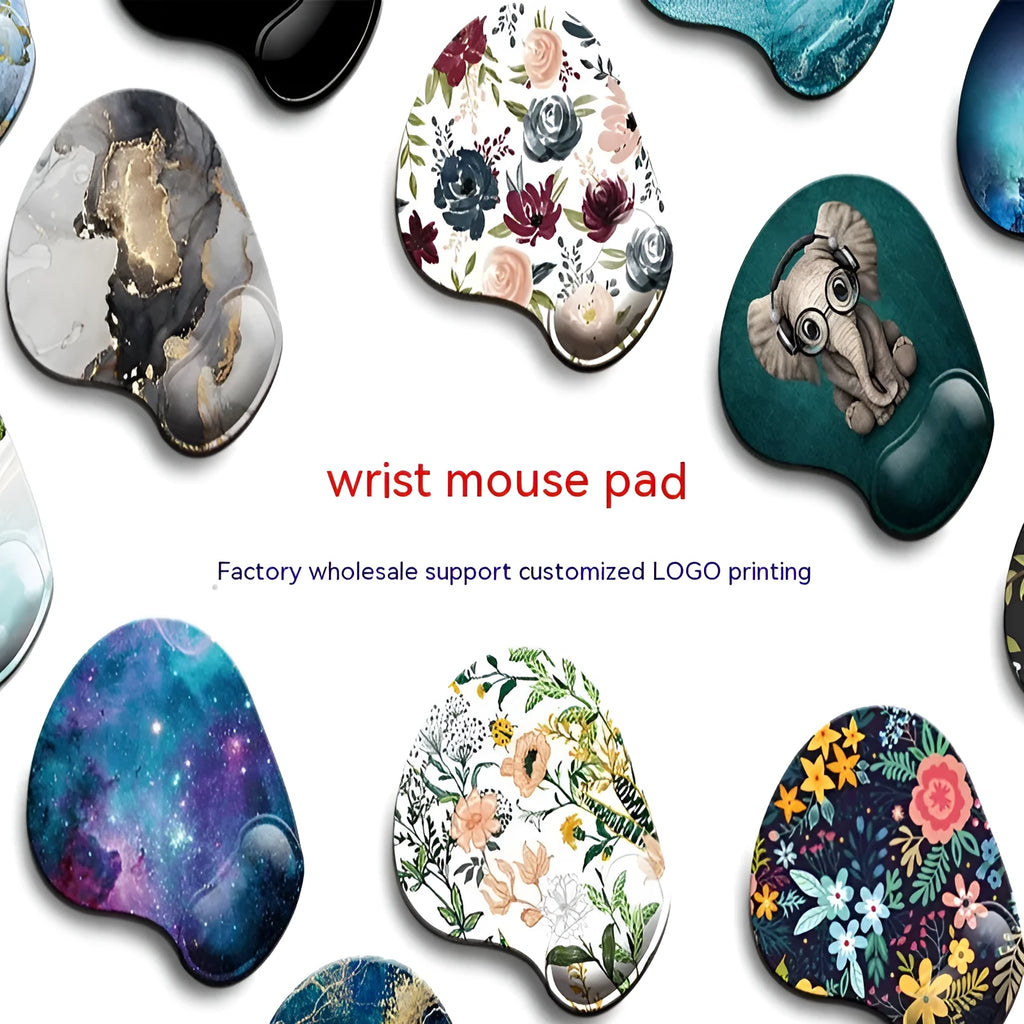 Black silicone wristband keyboard pad with rubber sole base and floral thermal transfer pattern