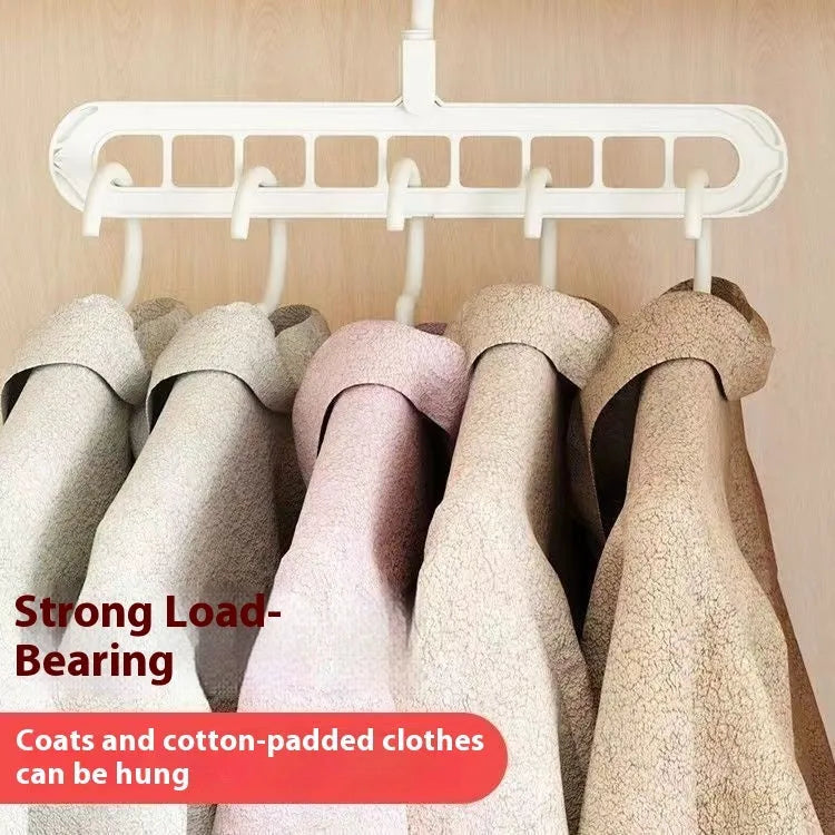 Plastic multifunctional hanger with nine holes for folding trousers in beige colour