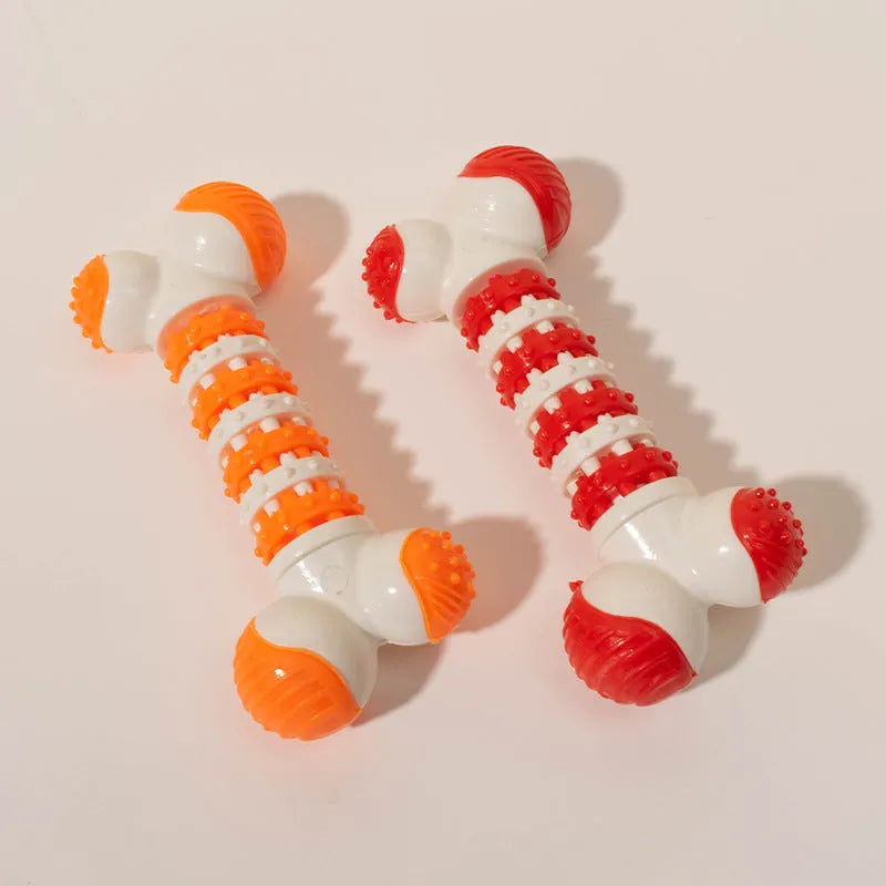 Blue bone-shaped interactive dog toy for small breeds with treat holder