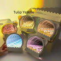 DIY cat head shaped night light kit with colourful handmade tulip flowers for bedside decor.