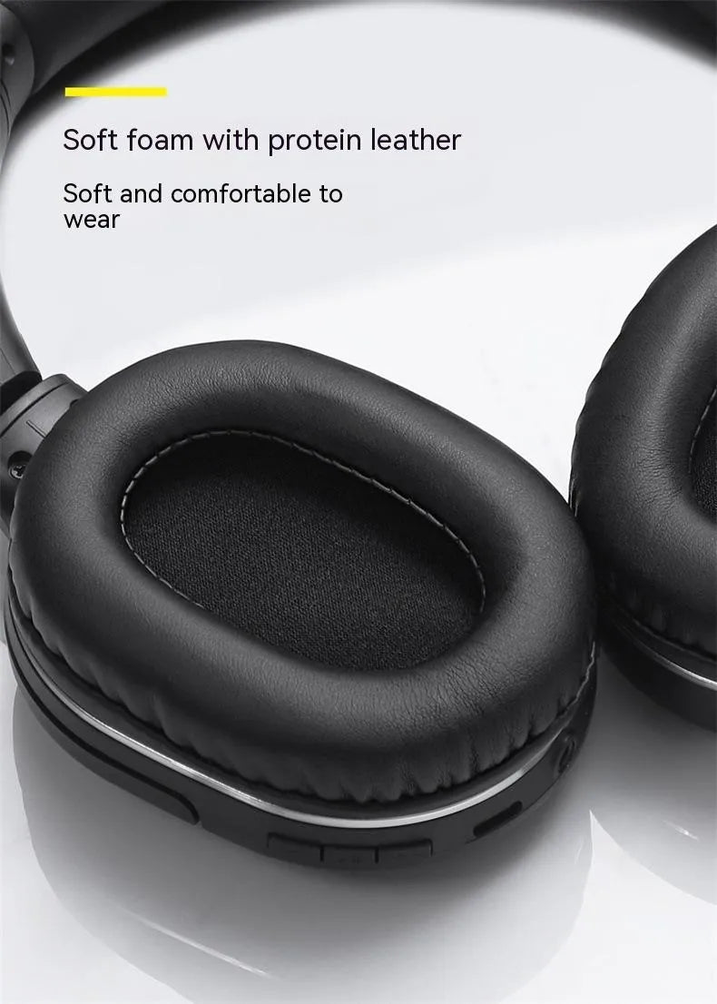 Black wireless Bluetooth sports gaming headset with head-mounted design