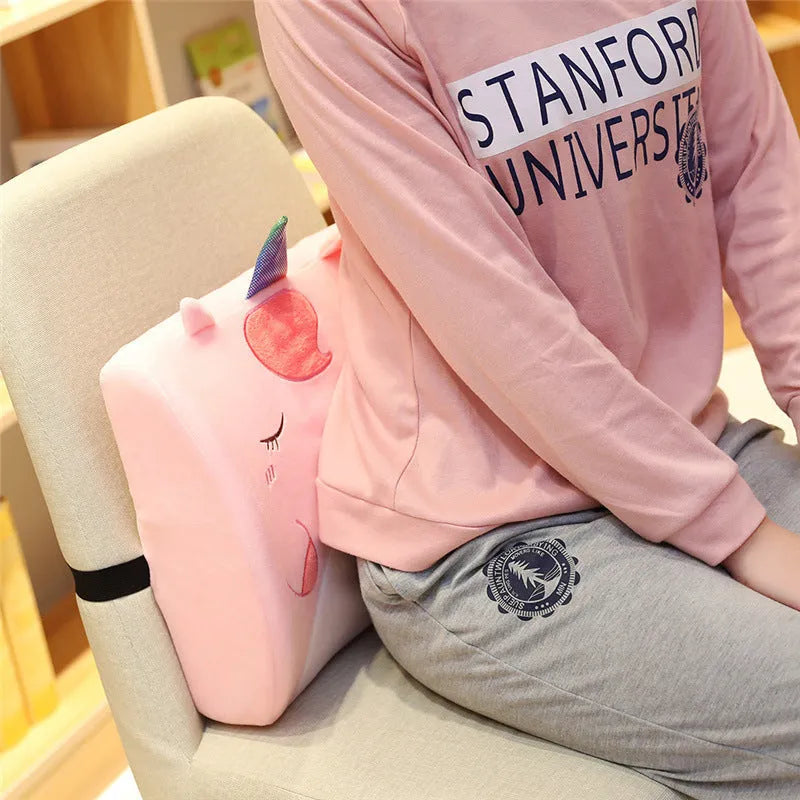 Cartoon embroidered memory foam seat cushion with removable core on an office chair