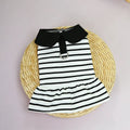 Pet wearing matching summer stripes T-shirt and skirt set for dogs or cats