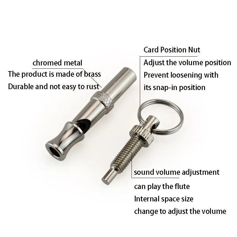 Metallic brass adjustable ultrasonic dog whistle for training and barking control