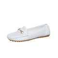 Women's flat casual shoe in artificial PU, available in white, black, and khaki colours.