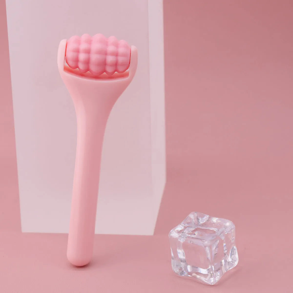 Ice roller eye cream stick 8cm cold compress tool with stainless steel head in pink colour