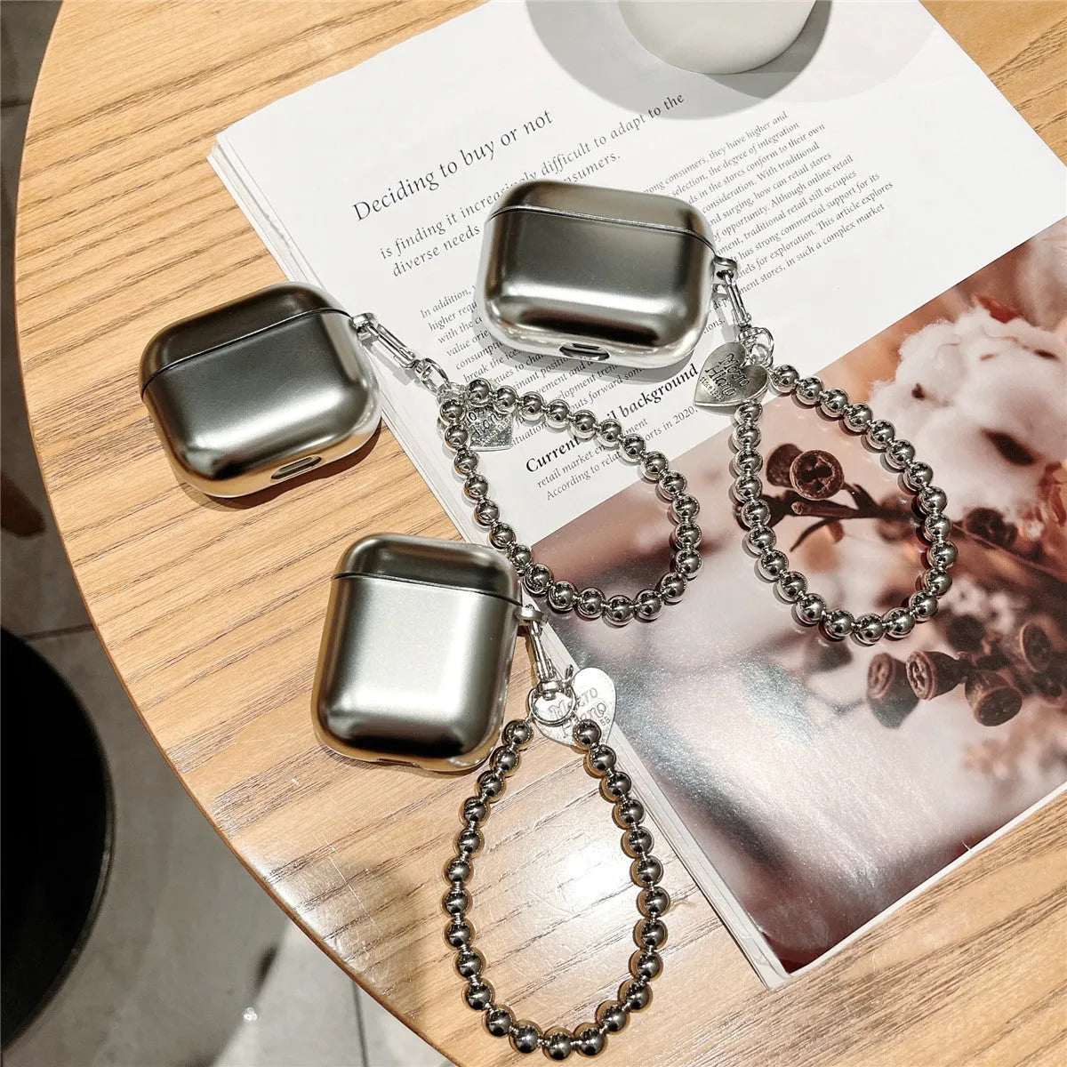 Matte plating AirPods protective case showing electroplating finish on TPU material