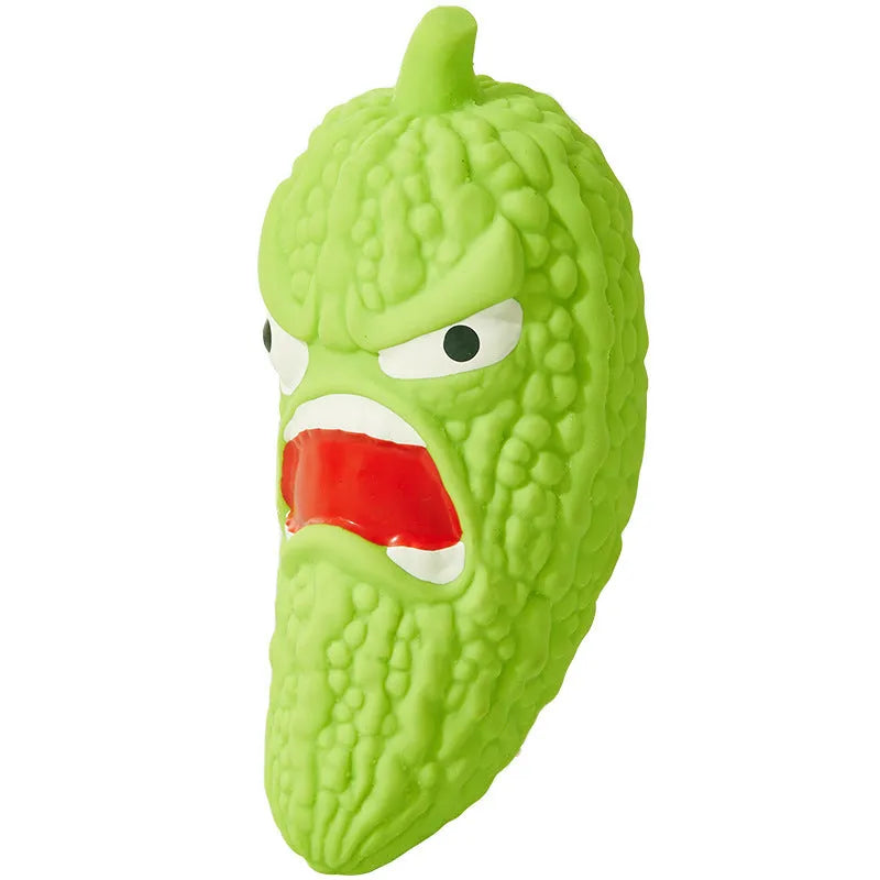 Interactive dog chew toy in bitter melon and chilli shapes with pet sound functions for bite resistance