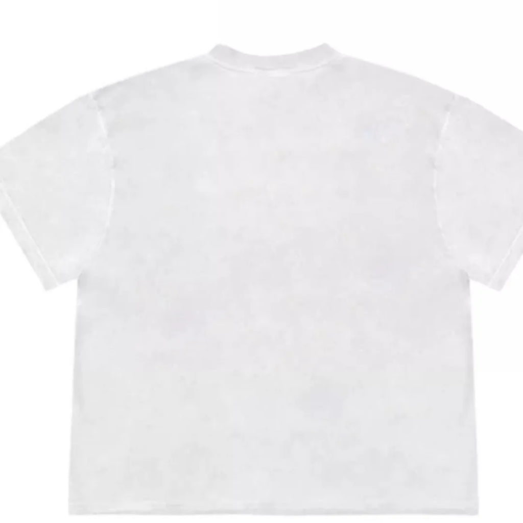 Blueberry fabric floral patchwork short-sleeved t-shirt in loose fit ice oxygen cotton