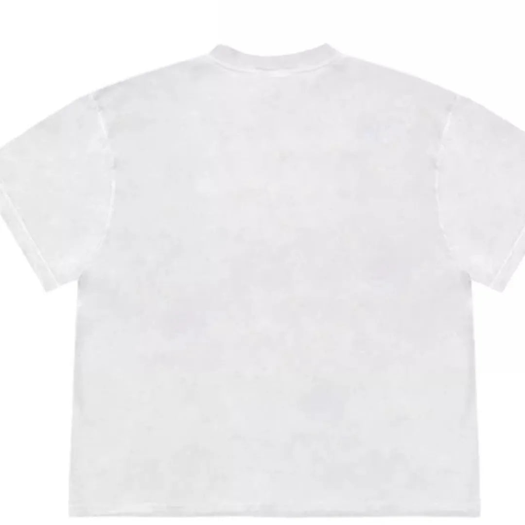 Blueberry fabric floral patchwork short-sleeved t-shirt in loose fit ice oxygen cotton