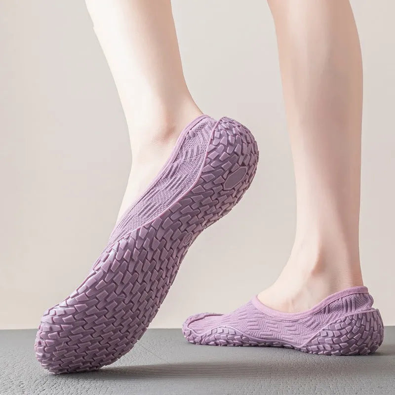 Women's indoor fitness shoes with soft rubber sole and breathable mesh lining in multiple colour options