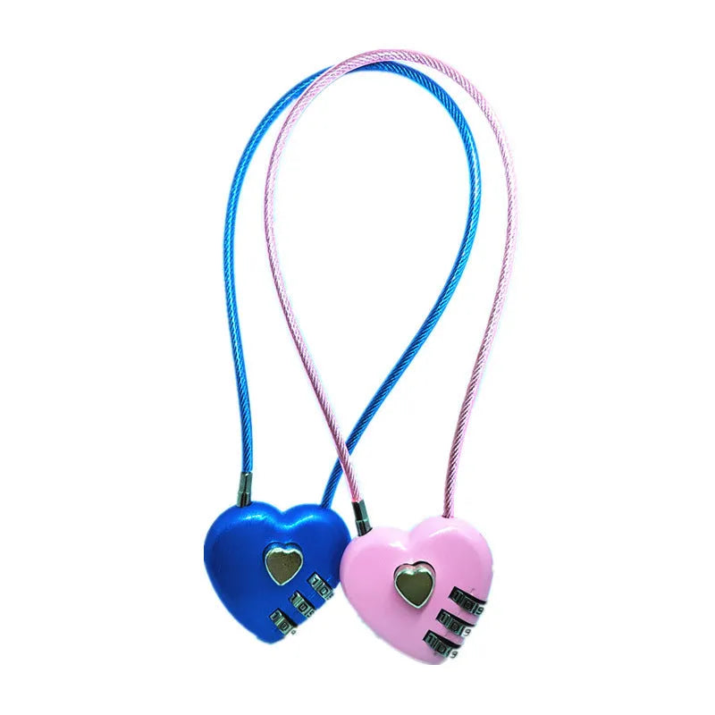 Heart shaped ABS plastic bike lock with steel cable in multiple colour options