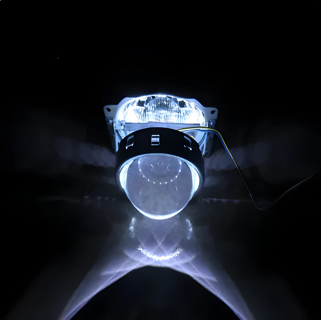 25-inch LED headlight 76mm round aviation aluminium alloy IP55 for cars in white colour.