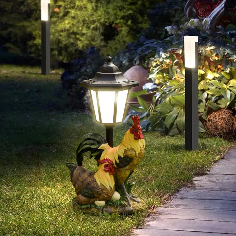 Hexagonal solar garden lamp in synthetic resin with American country style design