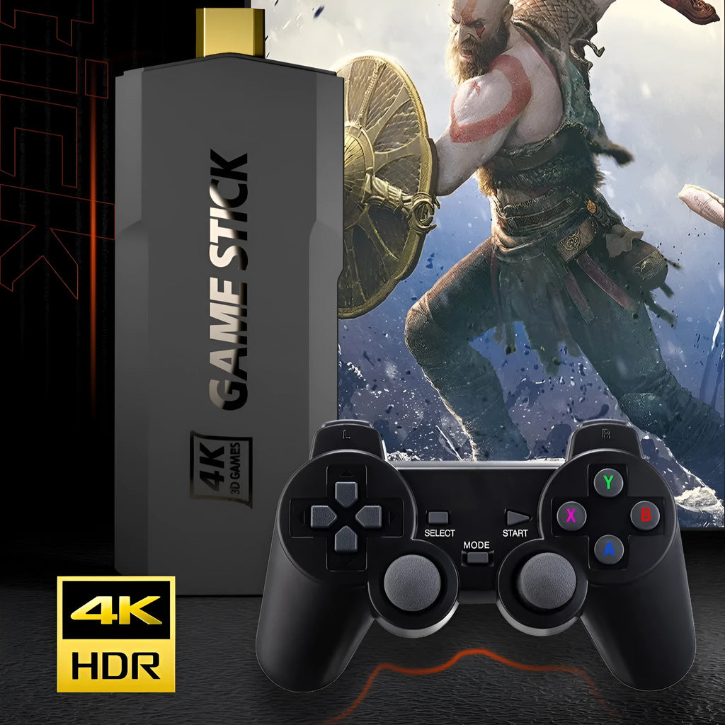 Compact 4K wireless open source TV game console with controller and cables