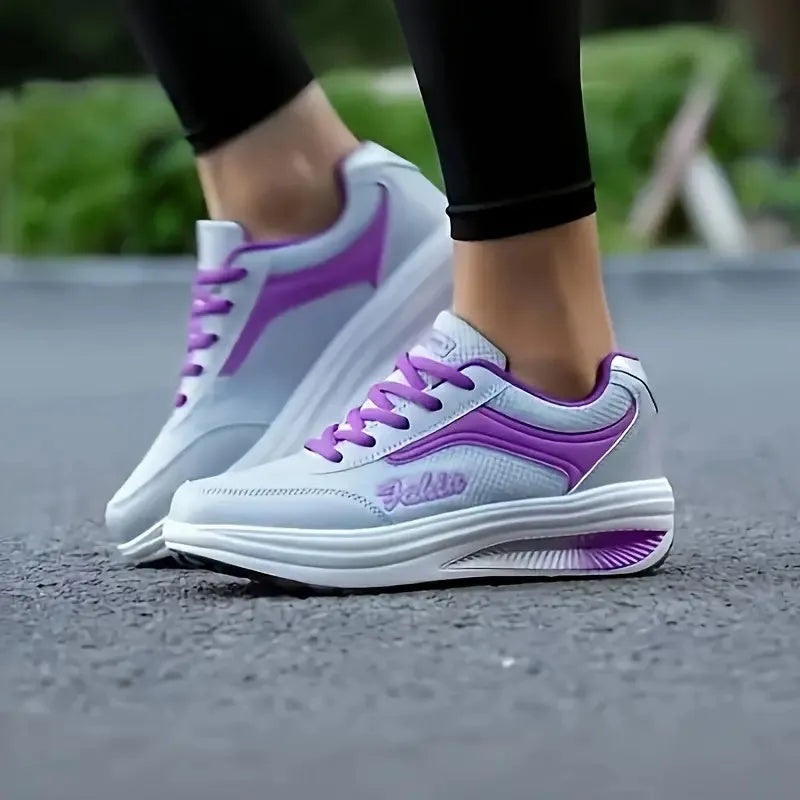 Women's heelless sports shoes with patterned upper and flat sole design in multiple colour options