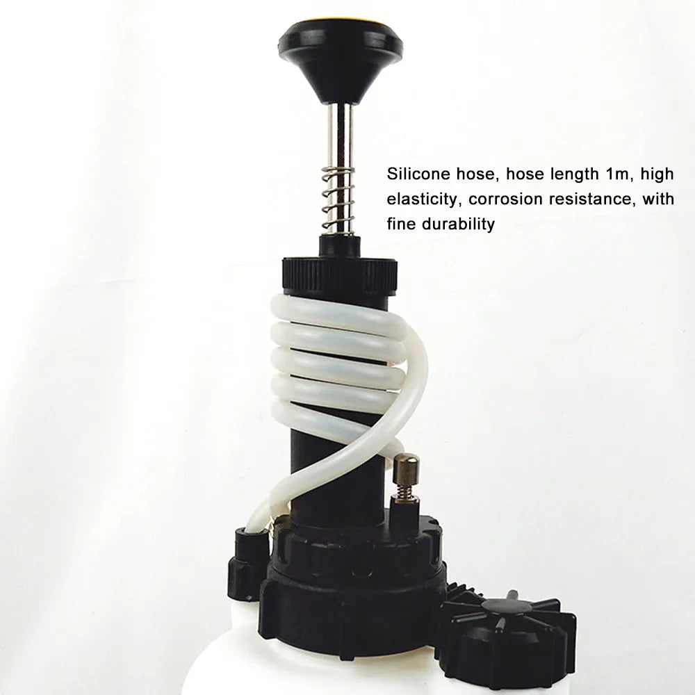 White 3-litre automotive brake oil tank replacement tool with copper, iron, and plastic construction.
