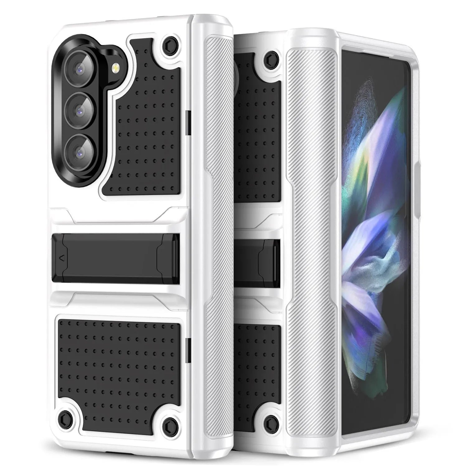 2-in-1 drop-resistant phone case for Samsung Z Fold 5 6 Z Flip 3 4 5 6 in Black and Grey, TPU PC hard case