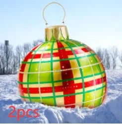 Large 60cm diameter inflatable PVC Christmas ball decoration for outdoor tree hanging