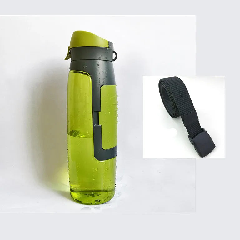 Black hidden security water bottle container with BPA-free lid on white background