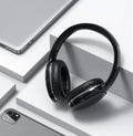 Black wireless Bluetooth sports gaming headset with head-mounted design