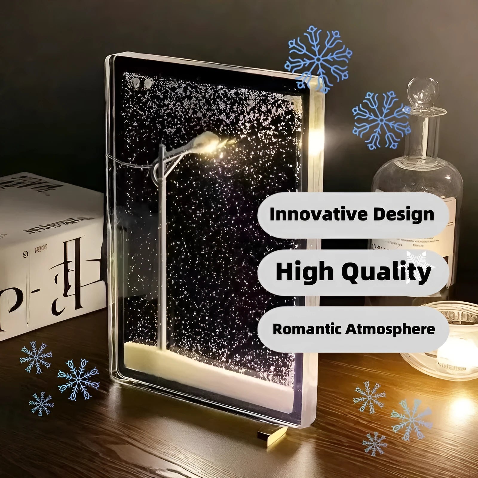 DIY snowy night light kit components for building a small street lamp Christmas desktop decor