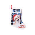 Cloth Christmas wall hanging decoration with printed puppy and cat designs in plaid patterns
