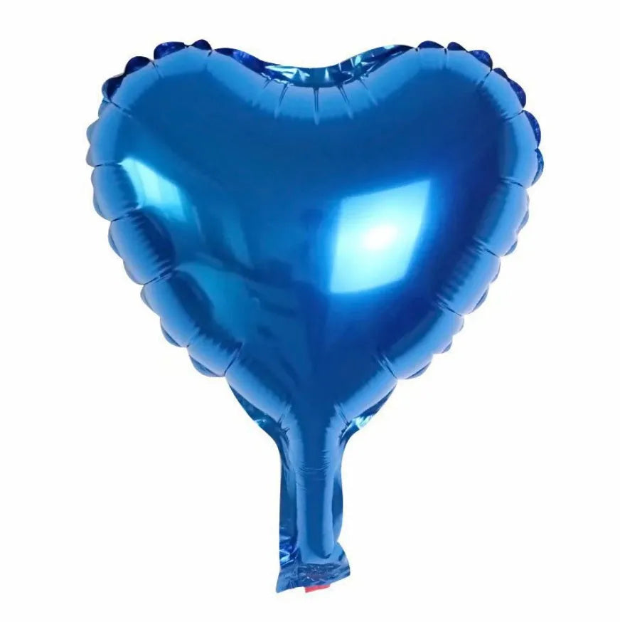 Set of five sparkling peach heart-shaped aluminium foil balloons in assorted colours.