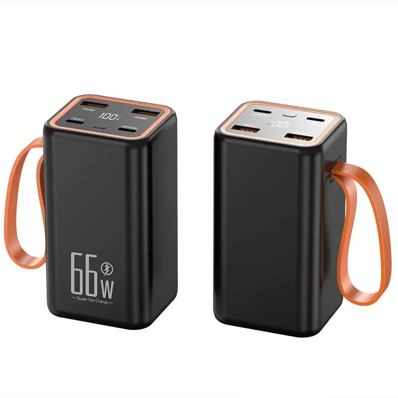 Black and white 20000 mAh fast charging power bank with compact dimensions