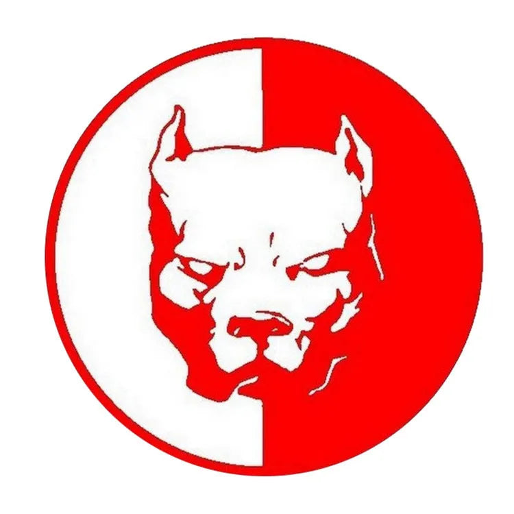 Bulldog pattern reflective car sticker measuring 12x12 cm in black, white or red colours