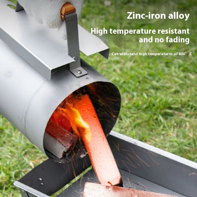 Zinc-iron alloy outdoor charcoal fire starter igniter with carbon bucket style.