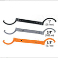 H251 magnetic crescent spanner, socket wrench, and suction wrench three-piece set in orange, grey, and black.