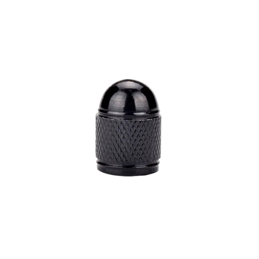 Aluminium mountain bike tyre valve cap in black, blue, gold, red, and silver colour options.