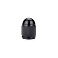 Aluminium mountain bike tyre valve cap in black, blue, gold, red, and silver colour options.