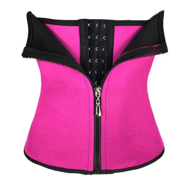 A black neoprene breasted body shaping belly band laid flat, showing its high-waist design.