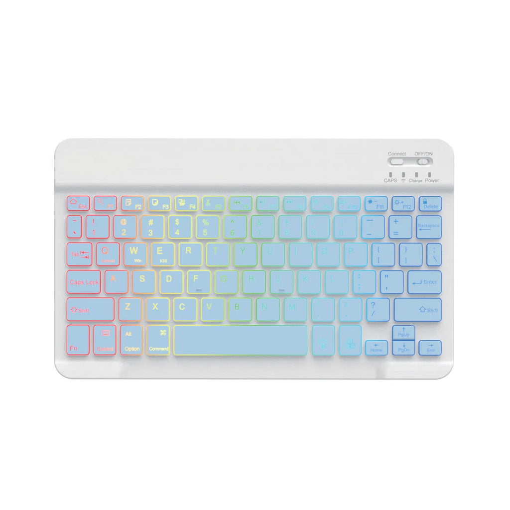 10-inch wireless Bluetooth keyboard with colourful LED backlighting for tablets
