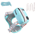 Explosion-proof anti-strangulation pet chest harness and rope in green, blue, pink, or yellow.